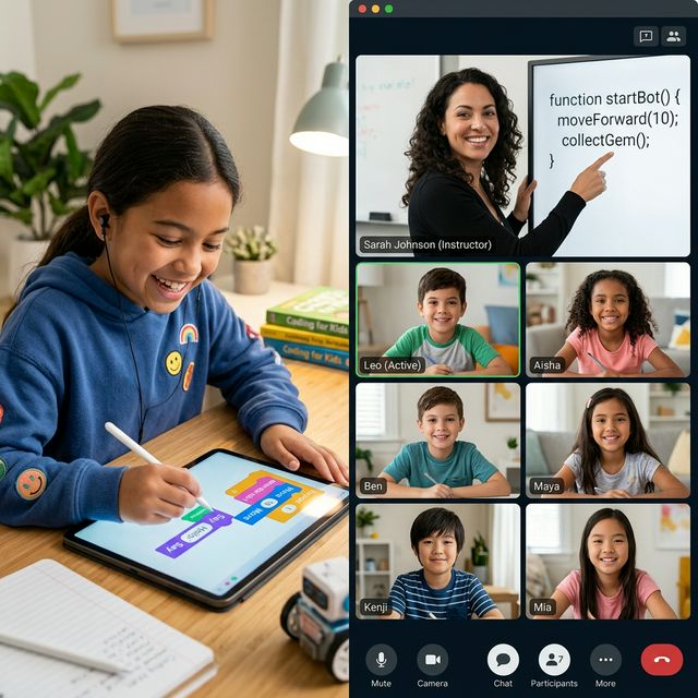 Child building a project on a laptop